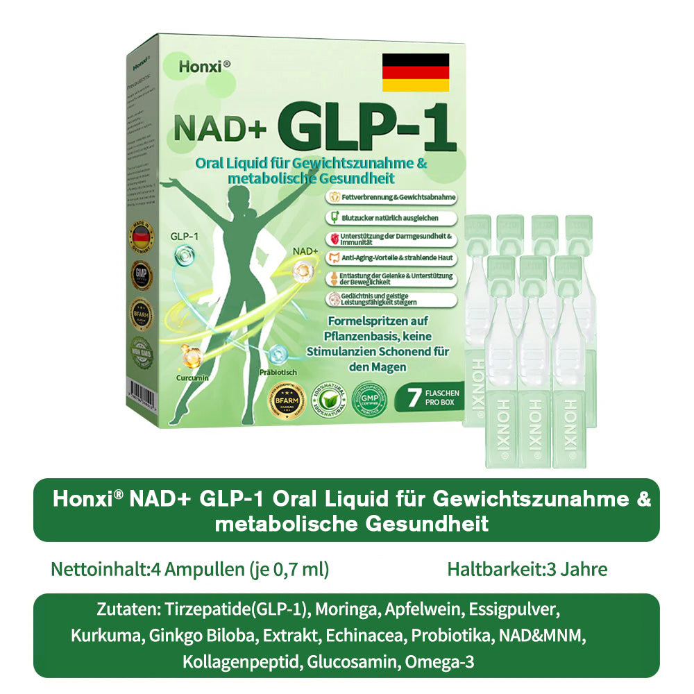 Offizieller Store | Honxi® NAD+ GLP-1 Oral Liquid für Gewichtszunahme & metabolische Gesundheit (Nur eine Dosis pro Tag, sichtbare Veränderungen in 7 Tagen) ✅ Für Fettleibigkeit, kardiovaskuläre Gesundheit, Diabetes, Schlafapnoe, Gelenkprobleme und mehr.