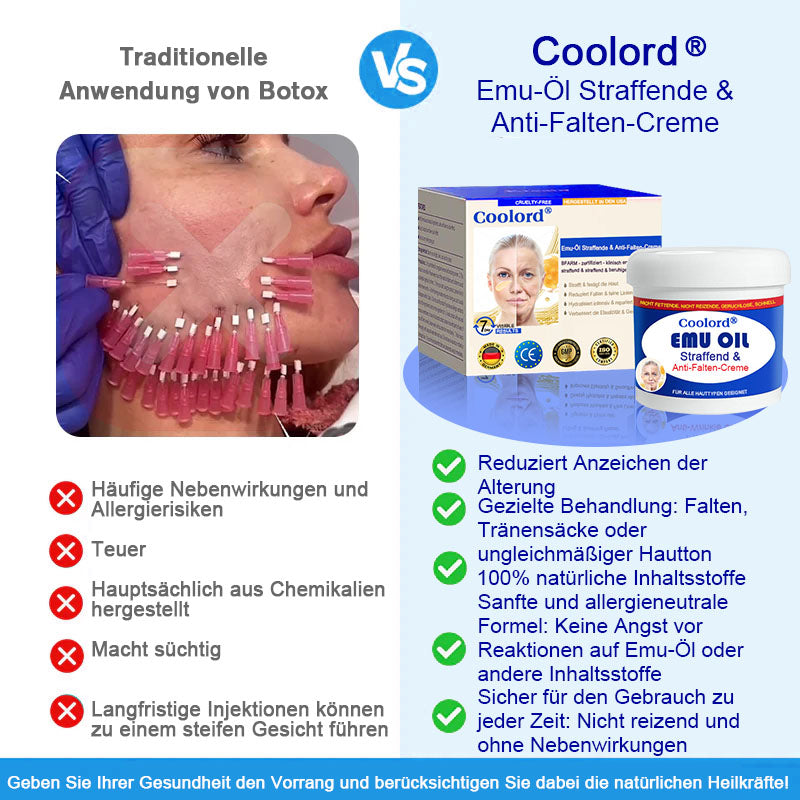 Coolord® Emu Öl Straffend & Anti-Falten Creme🔥Letzter Tag 80% Rabatt 👩 BfArM Zertifiziert – Klinisch Bewährte Festigung, Straffung & Beruhigende Reparatur 🌿