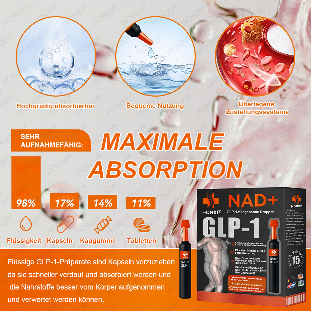 🔥 Letzter Platz verfügbar! ⚡ Sichere dir 30 % RABATT – nur für kurze Zeit! HONXI® NAD+ GLP-1 bildgebende Droppar – geeignet bei Fettleibigkeit, Diabetes und Herz-Kreislauf-Erkrankungen