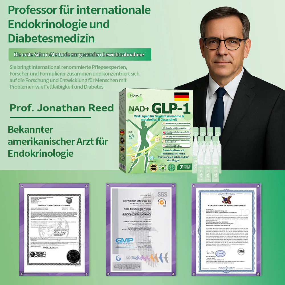 Offizieller Store | Honxi® NAD+ GLP-1 Oral Liquid für Gewichtszunahme & metabolische Gesundheit (Nur eine Dosis pro Tag, sichtbare Veränderungen in 7 Tagen) ✅ Für Fettleibigkeit, kardiovaskuläre Gesundheit, Diabetes, Schlafapnoe, Gelenkprobleme und mehr.