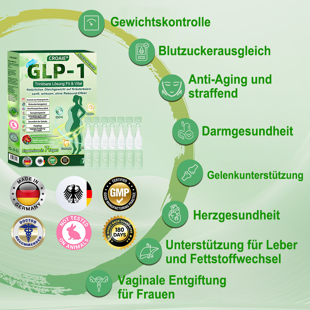 🇩🇪Online-Shop🍀Croaie® NAD+ GLP-1 Fit & Vital Oral Lösung (⚡1× täglich) ✅ Geeignet für Fettleibigkeit, Herz-Kreislauf-Gesundheit, Diabetes, Schlafapnoe, Darmgesundheit, Gelenkprobleme und weitere gesundheitliche Bedürfnisse