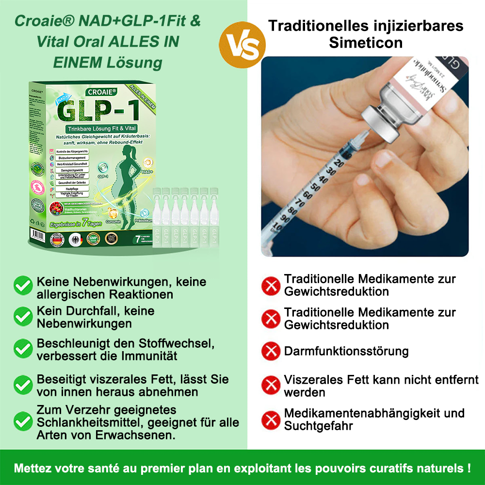 🇩🇪Online-Shop🍀Croaie® NAD+ GLP-1 Fit & Vital Oral Lösung (⚡1× täglich) ✅ Geeignet für Fettleibigkeit, Herz-Kreislauf-Gesundheit, Diabetes, Schlafapnoe, Darmgesundheit, Gelenkprobleme und weitere gesundheitliche Bedürfnisse
