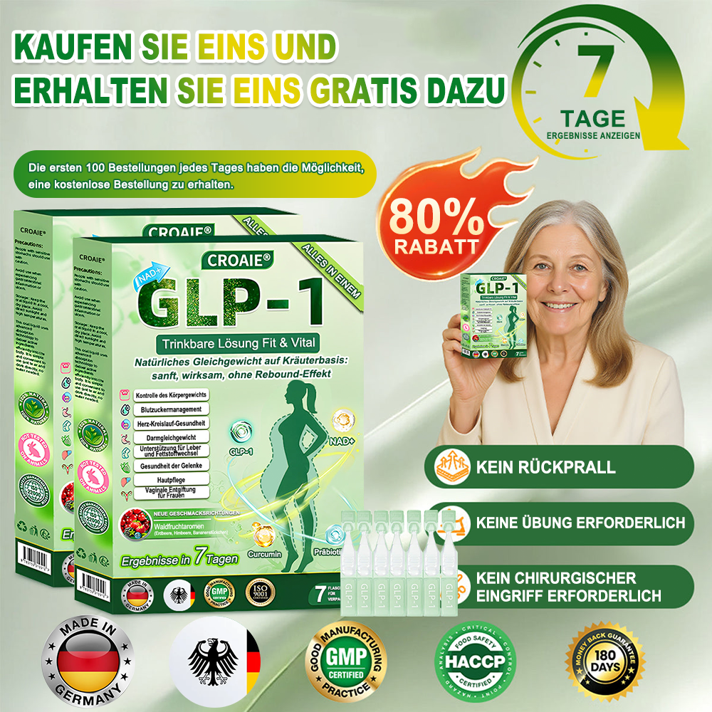 🇩🇪Online-Shop🍀Croaie® NAD+ GLP-1 Fit & Vital Oral Lösung (⚡1× täglich) ✅ Geeignet für Fettleibigkeit, Herz-Kreislauf-Gesundheit, Diabetes, Schlafapnoe, Darmgesundheit, Gelenkprobleme und weitere gesundheitliche Bedürfnisse
