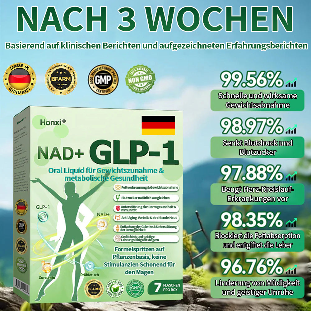Offizieller Store | Honxi® NAD+ GLP-1 Oral Liquid für Gewichtszunahme & metabolische Gesundheit (Nur eine Dosis pro Tag, sichtbare Veränderungen in 7 Tagen) ✅ Für Fettleibigkeit, kardiovaskuläre Gesundheit, Diabetes, Schlafapnoe, Gelenkprobleme und mehr.