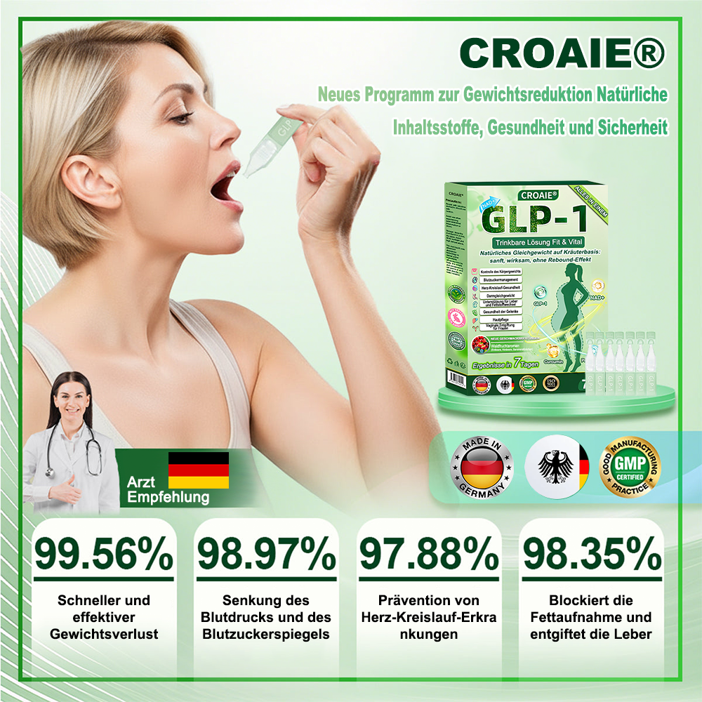 🇩🇪Online-Shop🍀Croaie® NAD+ GLP-1 Fit & Vital Oral Lösung (⚡1× täglich) ✅ Geeignet für Fettleibigkeit, Herz-Kreislauf-Gesundheit, Diabetes, Schlafapnoe, Darmgesundheit, Gelenkprobleme und weitere gesundheitliche Bedürfnisse