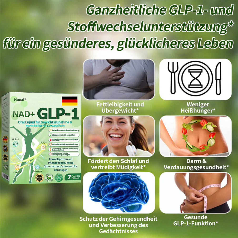 Offizieller Store | Honxi® NAD+ GLP-1 Oral Liquid für Gewichtszunahme & metabolische Gesundheit (Nur eine Dosis pro Tag, sichtbare Veränderungen in 7 Tagen) ✅ Für Fettleibigkeit, kardiovaskuläre Gesundheit, Diabetes, Schlafapnoe, Gelenkprobleme und mehr.
