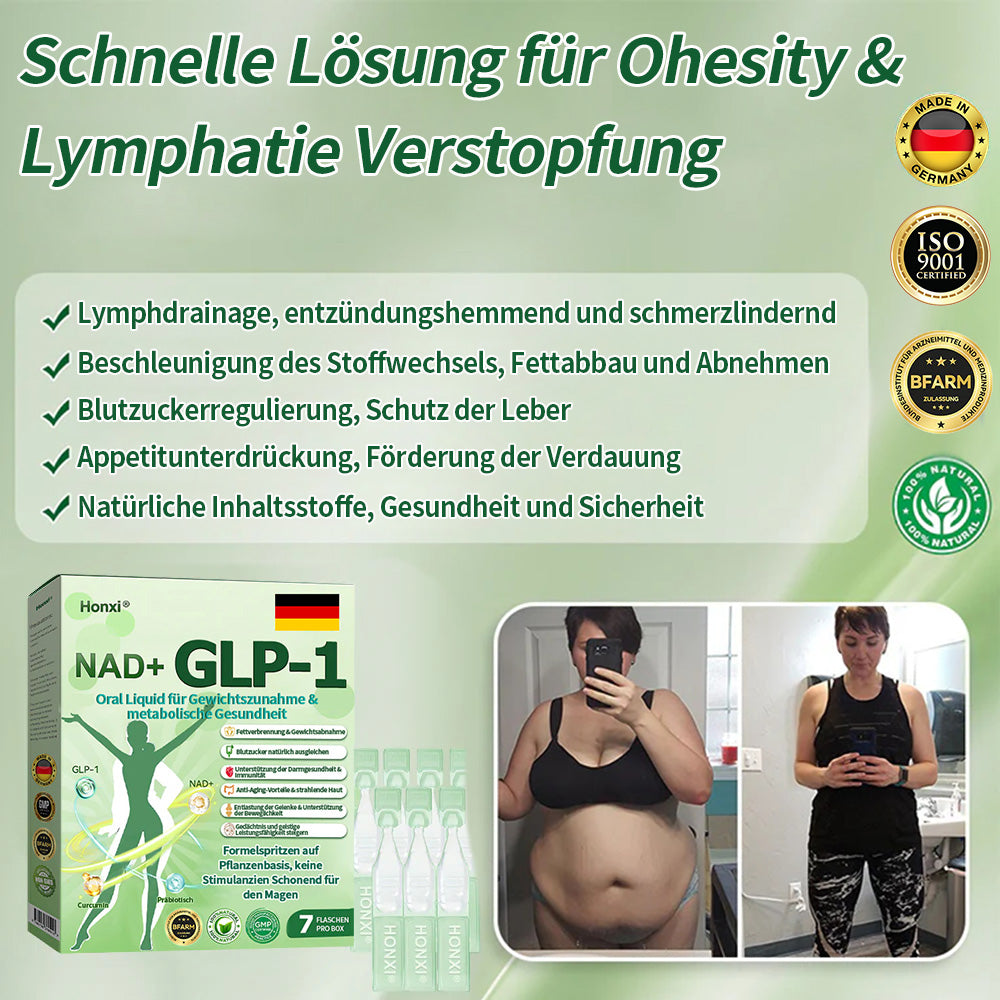 Offizieller Store | Honxi® NAD+ GLP-1 Oral Liquid für Gewichtszunahme & metabolische Gesundheit (Nur eine Dosis pro Tag, sichtbare Veränderungen in 7 Tagen) ✅ Für Fettleibigkeit, kardiovaskuläre Gesundheit, Diabetes, Schlafapnoe, Gelenkprobleme und mehr.