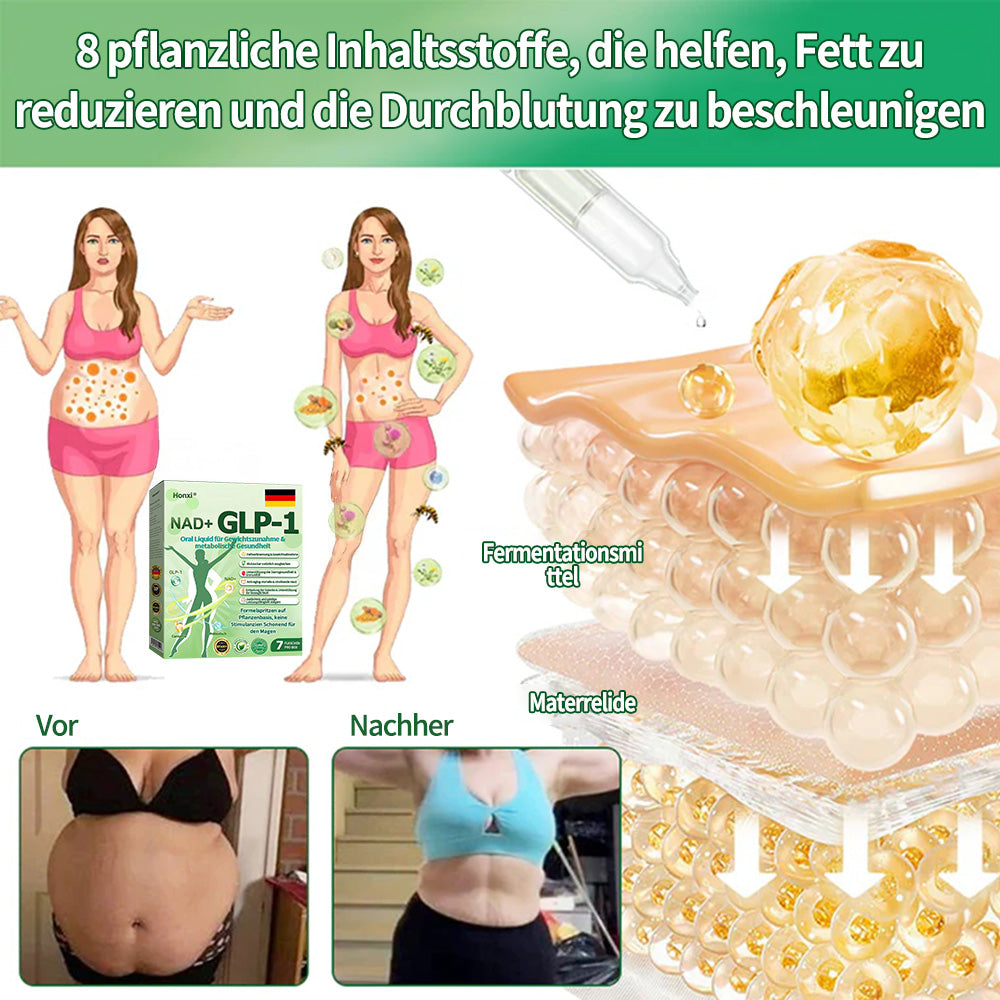 Offizieller Store | Honxi® NAD+ GLP-1 Oral Liquid für Gewichtszunahme & metabolische Gesundheit (Nur eine Dosis pro Tag, sichtbare Veränderungen in 7 Tagen) ✅ Für Fettleibigkeit, kardiovaskuläre Gesundheit, Diabetes, Schlafapnoe, Gelenkprobleme und mehr.