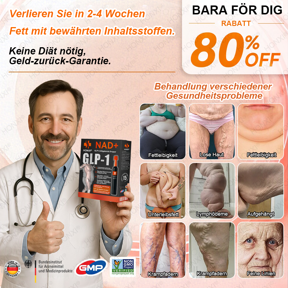 🔥 Letzter Platz verfügbar! ⚡ Sichere dir 30 % RABATT – nur für kurze Zeit! HONXI® NAD+ GLP-1 bildgebende Droppar – geeignet bei Fettleibigkeit, Diabetes und Herz-Kreislauf-Erkrankungen