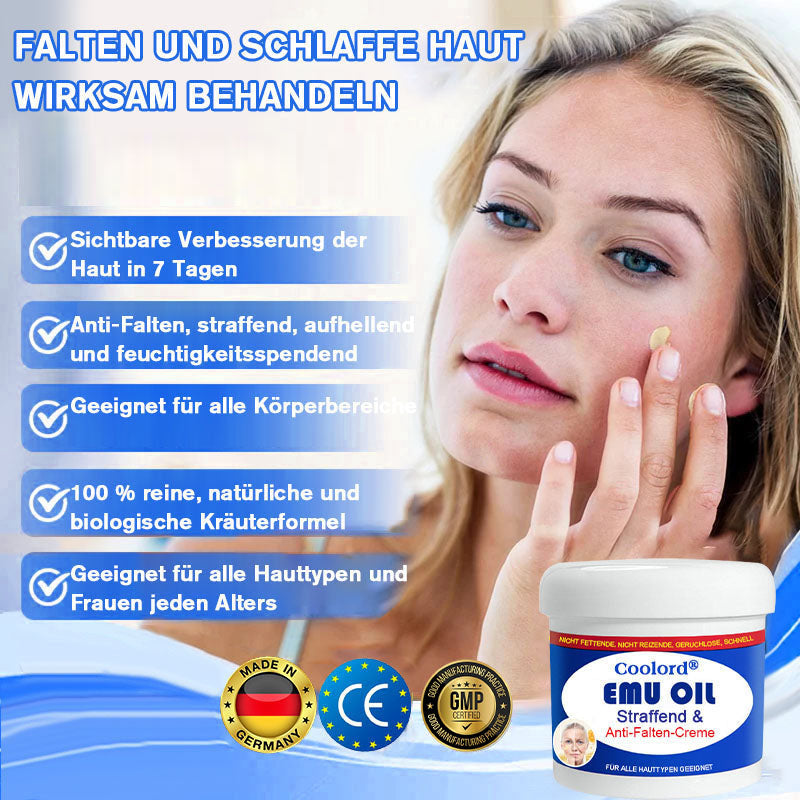Coolord® Emu Öl Straffend & Anti-Falten Creme🔥Letzter Tag 80% Rabatt 👩 BfArM Zertifiziert – Klinisch Bewährte Festigung, Straffung & Beruhigende Reparatur 🌿