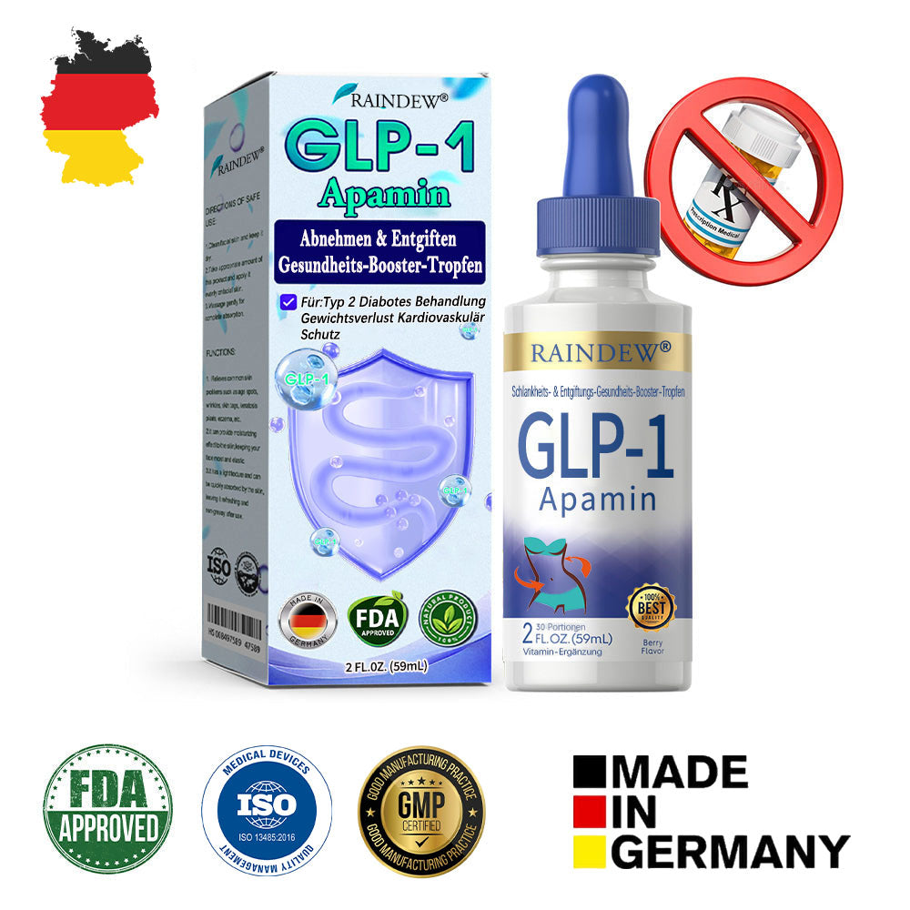 Raindew® GLP-1 Apamin Schlankheits- & Detox-Gesundheitstropfen 💎 (Lebensmitteltauglicher Fettverbrenner – Entwickelt von der Adipositas-Gesellschaft) 💎