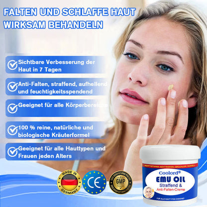 Coolord® Emu Öl Straffend & Anti-Falten Creme🔥Letzter Tag 80% Rabatt 👩 BfArM Zertifiziert – Klinisch Bewährte Festigung, Straffung & Beruhigende Reparatur 🌿